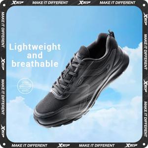 Xtep 남성용 메쉬 통기성 운동화, 겨울 마라톤 운동화, 블랙 화이트, 879119110110