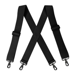 헤비 듀티 멜빵 4 개의 회전 후크가있는 큰 키가 큰 5cm 폭 벨트 루프 X 백 작업 교정기 남성 여성 패션을위한 조절 가능한 탄성