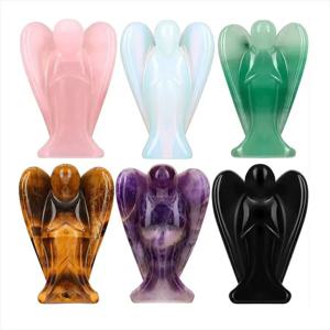 1in 미니 크리스탈 조각 천사 크리스탈 선물 홈 장식 광물 표본, 베어 스톤, 힐링 스톤