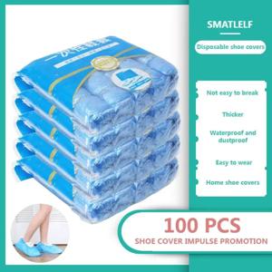 1Pack/100 Pcs 휴대용 방수 부츠 커버 플라스틱 미끄럼 방지 착용 일회용 신발 커버 오버 슈즈 레인 슈 커버 진흙 방지