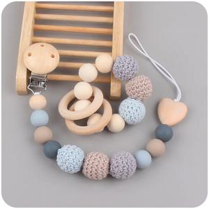 1-2pcs 새로운 아기 젖꼭지 클립 Teethers 팔찌 아기 체인 귀여운 큰 크로 셰 뜨개질 컬러 양모 공 신생아 더미 젖꼭지 홀더 클립