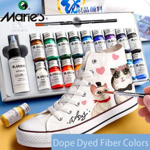 Marie's Dope-Dyed Fiber Permanent Fabric Paint Set 12/36 색상 10ml/튜브 섬유 아크릴 페인트 의류 캔버스 방수