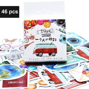 46 개/상자 사람 여행 솔로 여행 스티커 만화 귀여운 데칼 장난감 편지지 기타 전화 자전거 노트북 수하물 자동차 낙서