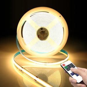 DC5V USB 디밍이 가능한 COB LED 스트립 1M 2M 3M 5M 흰색/따뜻한 흰색 USB LED 리본 양면 테이프(RF 원격 제어 야간 조명 포함)