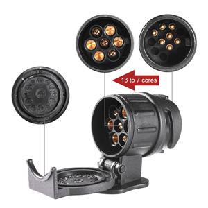 트레일러 플러그 어댑터, 13-7 핀, 내구성 미니 캐러밴 컨버터, 12V 견인 플러그 소켓, 견인 트럭, 투어링 카 트레일러