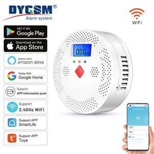 투야 와이파이 스마트 일산화탄소 감지기 알람 70dB 사운드 경고 LCD 디지털 디스플레이 앱 제어 실시간 CO 모니터