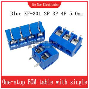 10/50PCS KF301-2P KF301-3P KF301-4P 5mm PCB 나사 고정 터미널 블록 KF301 2 핀 3 핀 와이어 커넥터 스트레이트 니들 블루