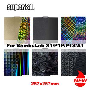 PEO Bambulab 빌드 플레이트 P1s 스프링 강판 Pei 시트 257x257 빌드 플레이트 P1s Bamboo Lab Bambulabs X1 Carbon X1 A1 H1H 플레이트