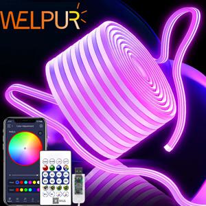 USB 전원 게임 백라이트 조명 스트립 RGBIC LED 네온 불빛 5v 유연한 리본 테이프 네온 불빛 블루투스 음악 동기화