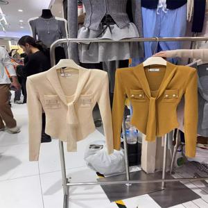 키요미 가을 겨울 새로운 스타일 한국어 버전 V넥 스카프 리틀 프래그런스 스타일 순수한 욕망 달콤하고 매운 소녀 슬림 니트 스웨터