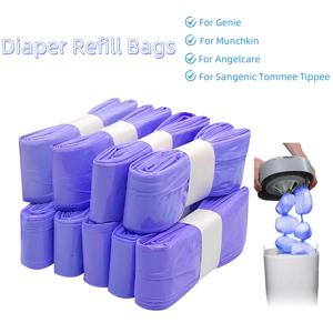 Tommee Tippee 기저귀통용 리필 백 Genie Nappy Bin용 리필 백 Munchkin용 Angelcare용 향기 리필, 보라색