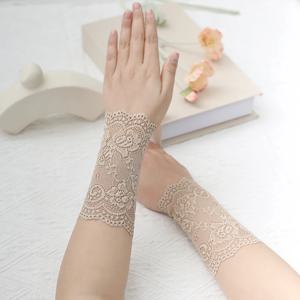 섹시한 레이스 슬리브 여성 짧은 팔 커프 얇은 탄성 커버 흉터 손목 여름 운전 핑거리스 선 스크린 장갑