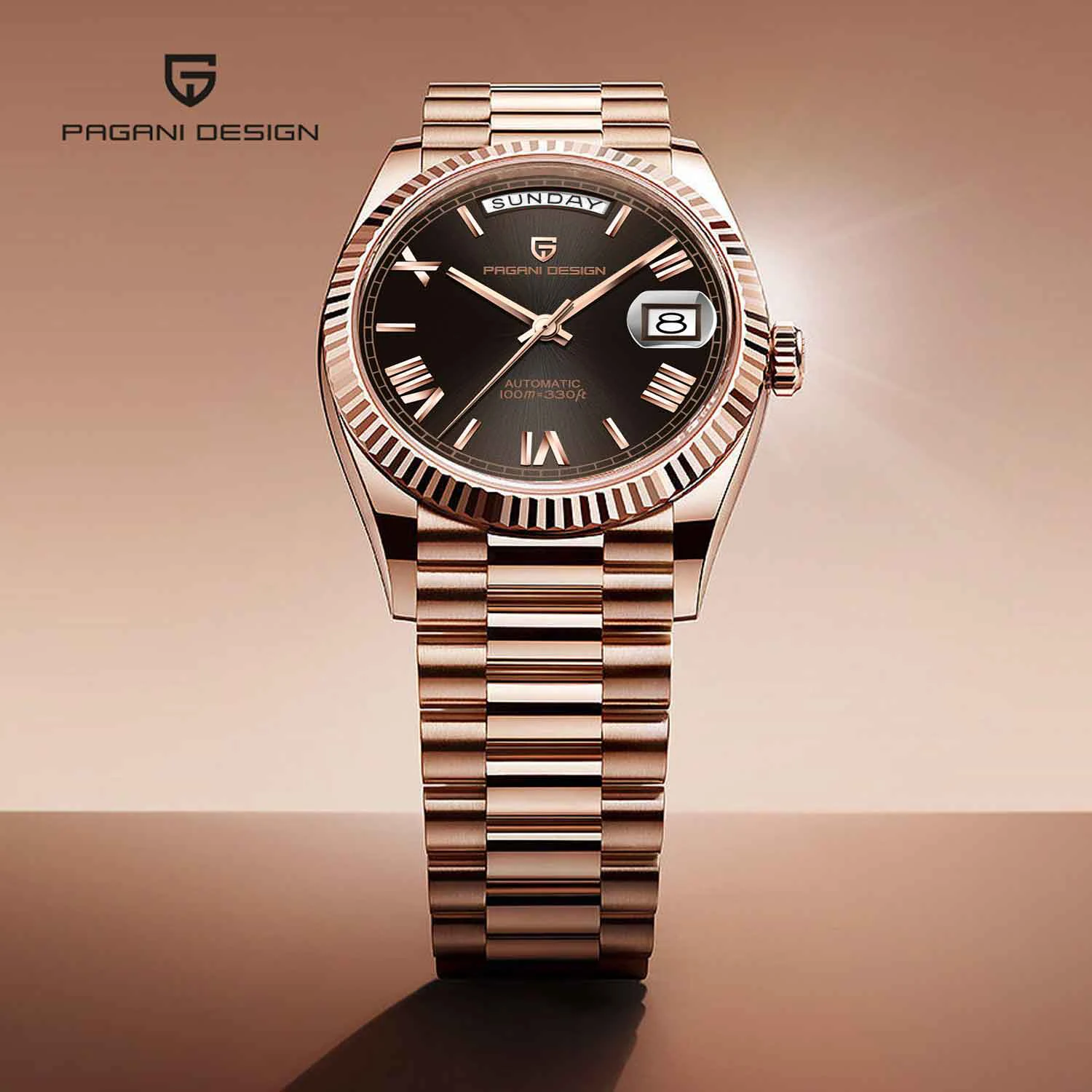PAGANI DESIGN DD36 남성용 시계 로즈 골드 럭셔리 기계식 시계 남성용 자동 손목 시계 사파이어 시계 선물 Reloj Hombre