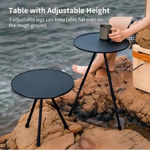 접이식 원형 테이블 휴대용 텔레스코픽 야외 3 다리 식탁 알루미늄 합금 커피 테이블 하이킹 피크닉 리프팅 테이블