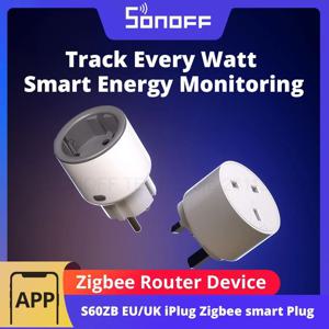 SONOFF S60ZB EU/UK iPlug Zigbee 스마트 플러그 ZIgbee 라우터 장치 과부하 보호 에너지 모니터링 타이머 Alexa 통신 제어