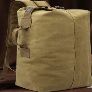 대용량 수직 남성용 야외 여행 가방 캔버스 하이킹 배낭 레트로 버킷 백 캐주얼 심플 스타일 듀얼 숄더백