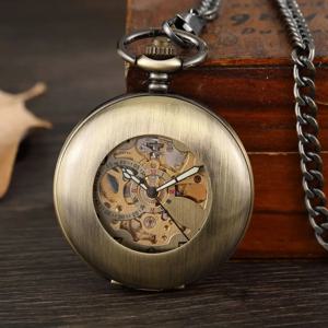 빈티지 럭셔리 기계식 주머니 시계 클래식 플립 커버 빛나는 중공 수동 권선 남성 여성 기계식 주머니 시계