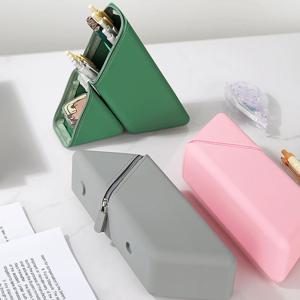 실리콘 필통 접이식 대용량 필통 확장형 수직 다용도 문구류 사무용 정리함 필통