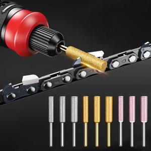 10피스 다이아몬드 전기톱 연마 세트, 티타늄 코팅된 커런덤 연삭 휠, 회전 공구 파일 스톤, 인공 옥, 유리, 금속에 적합 - 전력 필요 없음