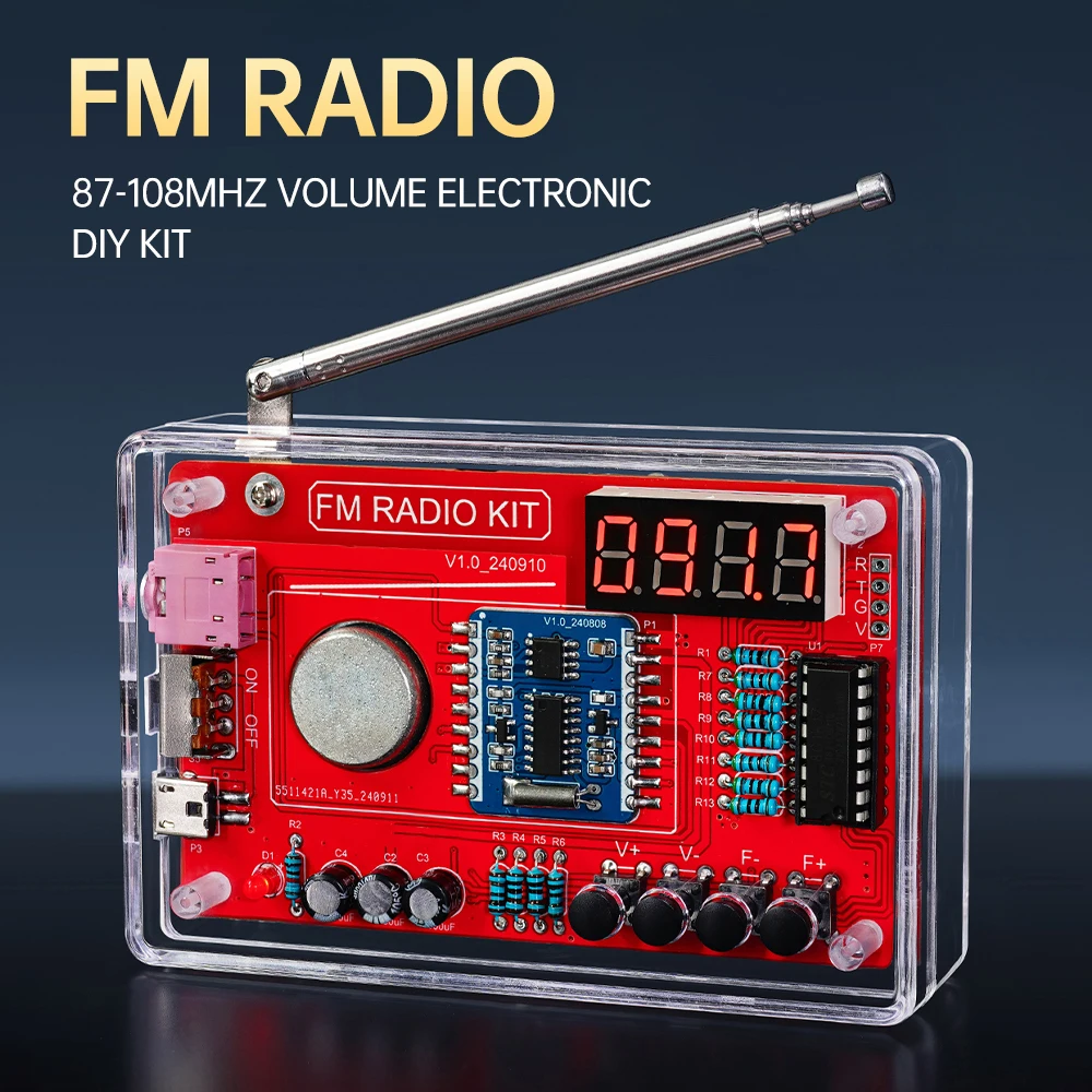 RDA5807 87-108MHz FM 라디오 DIY 라디오 납땜 키트 학교 교육 및 DIY 애호가 등에 적합