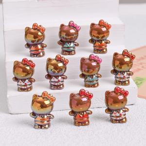 10개 브라운 산리오 헬로키티 레진 비즈 쥬얼리 루즈 인터벌 비즈 DIY 노리개젖꼭지 체인 치발기 목걸이 베이비 샤워 선물용