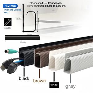 1개 PVC 채널 데스크 케이블 정리기 케이블 관리 액세서리 화이트 케이블 보호기 무타공 데스크 아래 관리 트레이