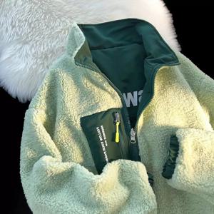 양면 착용 가능 양털 자켓 여성 가을 겨울 두꺼운 플리스 야구 스타일 남성 코트 커플 패션 트렌드