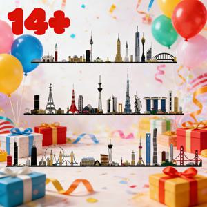 시티 스카이라인 시리즈 21026 21052 21043 21044 빌딩 블록 세트 크리스마스 선물용 레고 호환 파티클