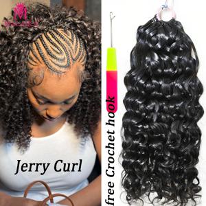 제리 컬 크로셰 인모 붙임머리 매듭 없는 미리 나누어진 벌크 100% 천연 헤어 곱슬 번들 여성용 브레이딩 100g/팩