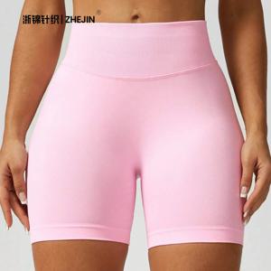 제진 심리스 여성 요가 쇼츠 하이웨이스트 운동복 짐 쇼츠 스크런치 힙업 바이커 쇼츠 뱃살 보정 푸쉬업 피트니스