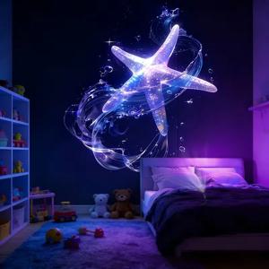 USB LED 프로젝터 라이트 3개 프로젝션 패턴- 조절 가능한 고래 나비 해파리 불가사리 야간 조명 축제 선물
