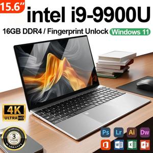 새로운 사무용 노트북 인텔 코어 i9 9900U 15.6인치 4K HD 화면 윈도우 11 16GB 램 1TB SSD 휴대용 슬림 노트북 PC 게이머 컴퓨터