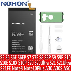 NOHON 배터리 삼성 갤럭시 S8 S9 Plus S10e S10 S20 Ultra S21 FE S10x Note 10 Plus 8 S7 Edge S6 S5 A50 A30 A30S 배터리