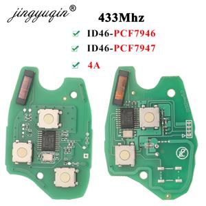 Jingyuqin 433Mhz 자동차 리모컨 키 회로 기판 르노 클리오 세닉 캉구 메간 ID46 PCF7946 / PCF7947 4A-cf7952E 칩용