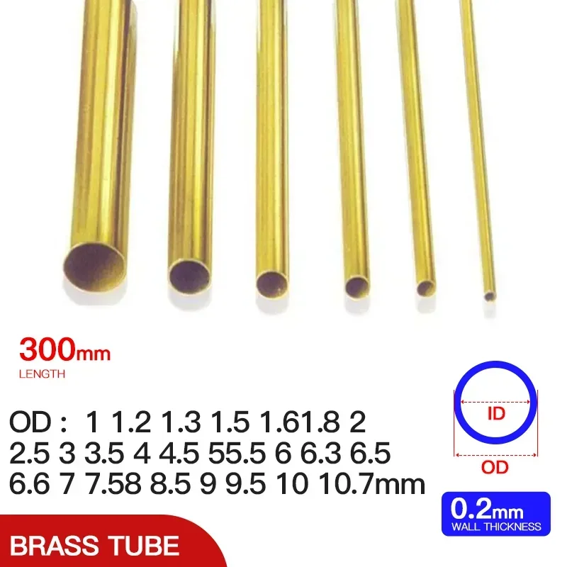 2pcs-15pcs 황동 파이프 0.2mm 벽 두께 1-11mm OD 황동 튜브 스트레이트 튜브 구리 튜브 얇은 벽 작은 직경