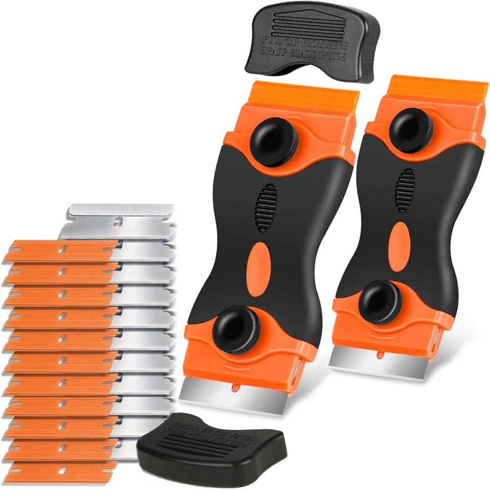 면도날 스크레이퍼 이중날 면도기 스크레이퍼 제거 도구 (라벨 스티커 데칼 제거용 면도날 포함)