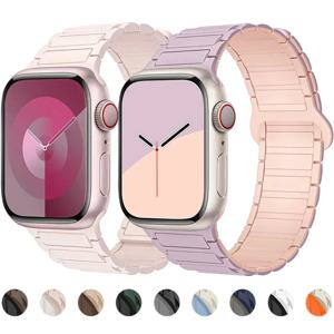 Apple Watch 밴드 용 마그네틱 루프 44mm 40mm 49mm 45mm 41mm 38mm 실리콘 팔찌 iWatch 시리즈 9 8 7 6 5 4 3 Se ultra 2 스트랩