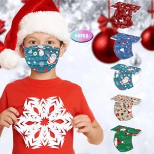 어린이 크리스마스 인쇄 일회용 마스크, 산업용 3 중 마스크, 야외 방진 얼굴 보호 마스크, 10 개