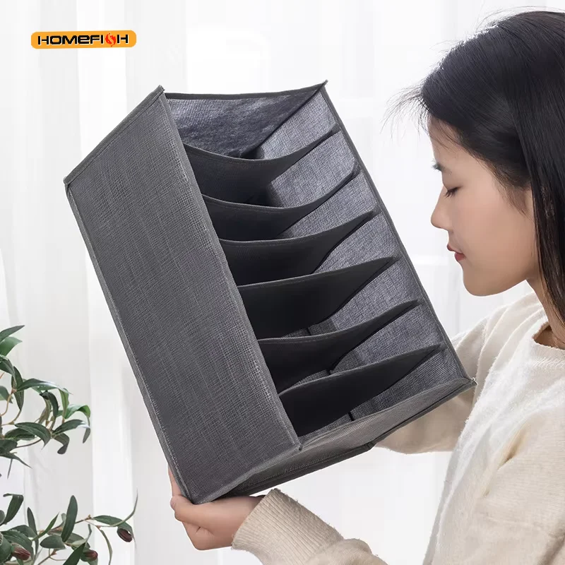 회색 9칸 수납함 부직포 내구성 세탁 가능 공간 절약형 층별 정리 바지 옷 속옷 옷장 수납