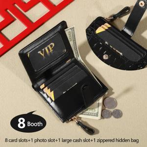 미니 악어 무늬 클러치 지갑, 짧은 신용카드 홀더, 여성용 카드 케이스 및 동전 지갑