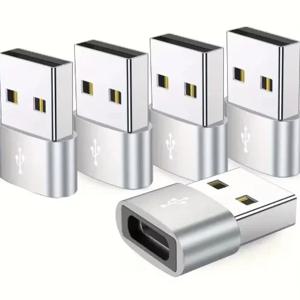 유니버설 5개 USB C 암-USB B 수 어댑터, 아이폰, 아이패드, 삼성 S24 S23 S22, 아이워치, 에어팟용 내구성 있는 메탈릭 소재