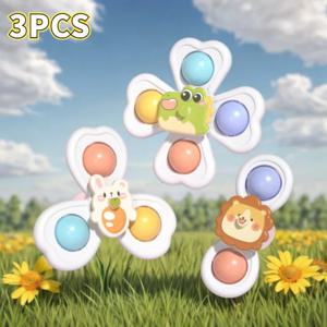 흡입 컵 스피너 장난감 아기 목욕 재미있는 게임 교육용 장난감, 어린이 소녀 소년 유아 감각 스트레스 해소 선물, 3 개