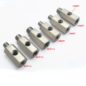 스테인리스강 사이드 홀 오일 압력 센서 커넥터, 1/8 인치 NPT 암-M12 M10 M14 피드 라인 게이지 티 어댑터
