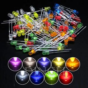 100PCS 3mm 5mm LED 다이오드 F3 F5 모듬 키트 흰색 녹색 빨간색 파란색 노란색 오렌지 핑크 흰색 DIY 발광 LED 다이오드 커넥터