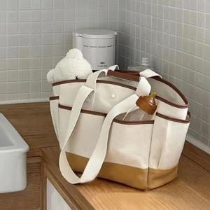 Ins Mommy 가방 대용량 캐주얼 크로스 바디 엄마와 아기 기저귀 가방, 야외 캔버스 미라 가방, 출산 팩