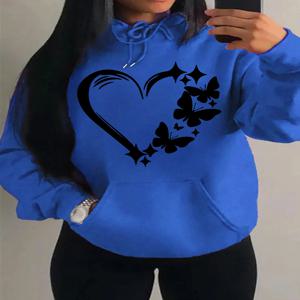 사랑과 나비 패턴의 조합 Hoody 여성 힙합 거리 후드 유행 주머니 옷 빈티지 여러 가지 빛깔의 까마귀