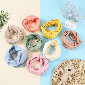어린이 목화 스카프 다목적 O 넥 링 스카프 솔리드 인쇄 어린이 가을 겨울 소년 소녀를위한 따뜻한 Windproof 스카프