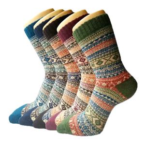 5 쌍 여성 가을 ​​겨울 양모 양말 따뜻한 부드러운 중간 길이 양말 울트라 두꺼운 하라주쿠 여성 부동액 캐시미어 짧은 양말