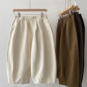 플러스 사이즈 와이드 레그 팬츠 하이 웨이스트 컨실 미트 나인 포인트 여성 의류 캐주얼 한국 스타일 가을 시즌 플러스 사이즈