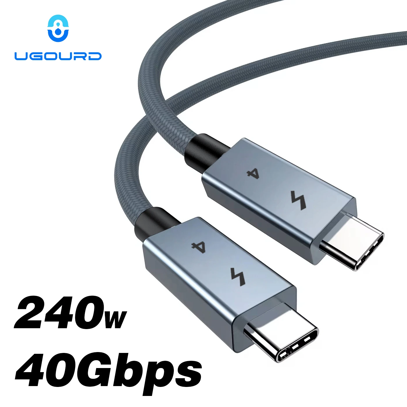 UGOURD USB C 타입 썬더볼트 4, 40Gbps, USB4 케이블, 240W 고속 충전 케이블, 썬더볼트 3, EGPU SSD, 아이패드, 맥북 에어용